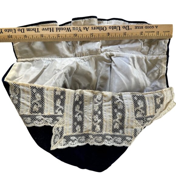 Victorian 1800s Antique Blue Velvet & Lace Girls Bonnet Theater Movie Prop Costu - Picture 5 of 8